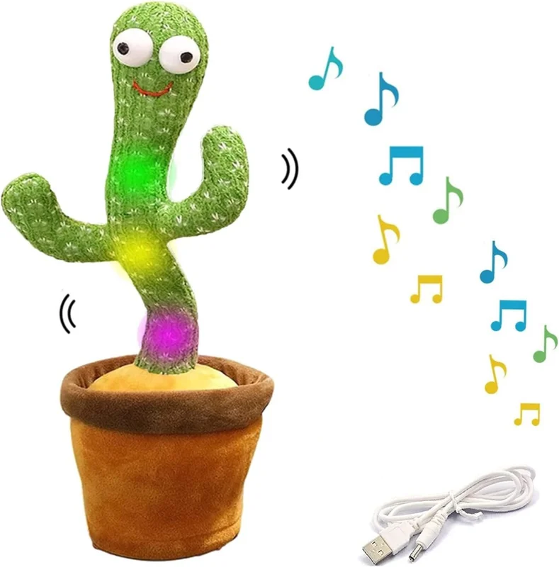 Interactive Dancing Cactus Musical Toy for Kids - USB Rechargeable with Singing, Mimicking & Multi-Color LED Lights